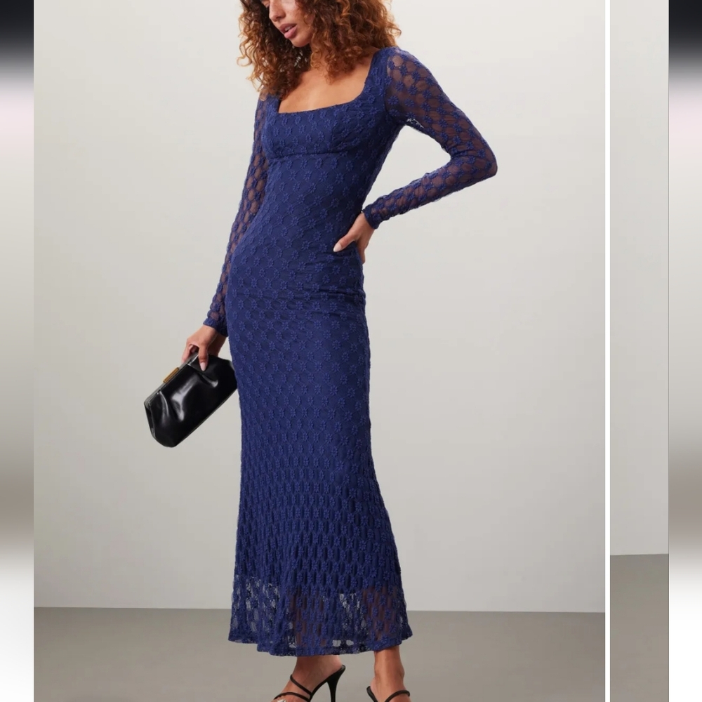 Adoni lace midi dress navy